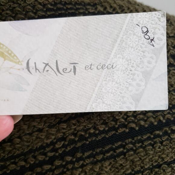 NWT Chalet Moss Green Striped Long Sleeve Wrap Sweater - Picture 10 of 12